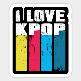 I love K-Pop with distressed color bars Sticker